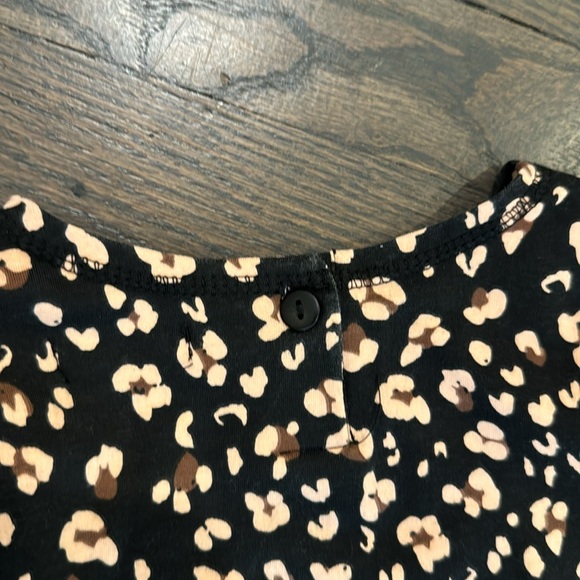 Girls Cheetah Print Black Fit and Flare Long Sleeve Dress, Size 7 - Picture 8 of 8